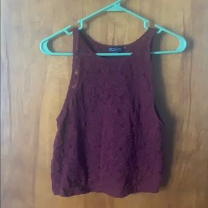 Burgundy lace crop top